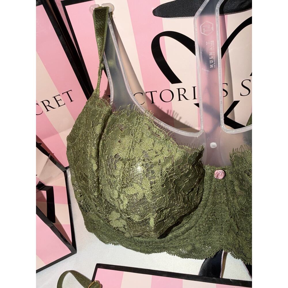 Victoria's Secret Bra Dream Angels 36DD Large Lace Thong Green - Picture 2 of 3